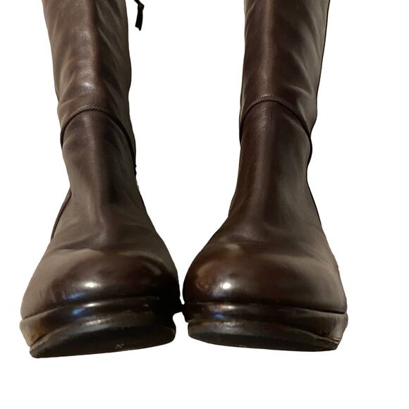 Dries Van Noten Brown Leather Side Zipper Chunky Heeled Tall Boots Women Sz 35.5 - Picture 5 of 11